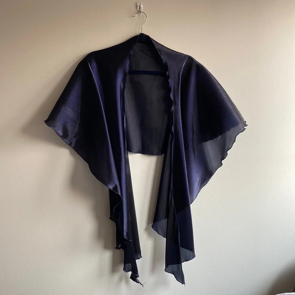 Laura Petites Formal Wedding Shawl in Sheer Navy - NWOT - Picture 4 of 10